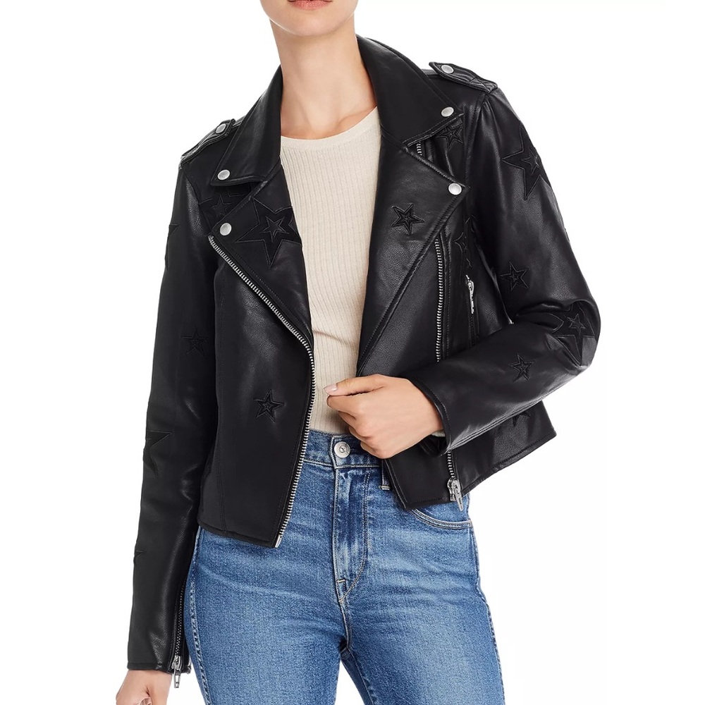BLANKNYC Star Faux Leather Biker Jacket